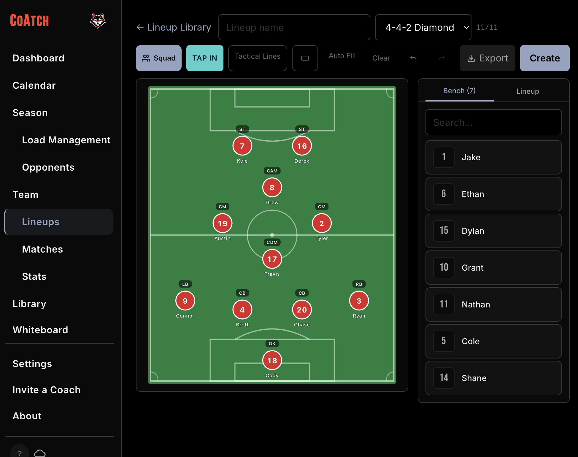 CoAtch Volleyball team roster on tablet